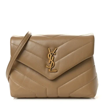 Saint Laurent Mini Loulou Crossbody Bag Dark Latte Y-Quilted Monogram Calfskin Leather Aged Gold Hardware