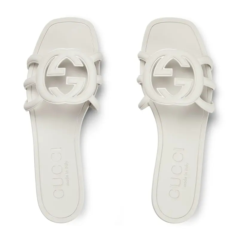 Gucci square head white flat bottom slippers - 图片 5