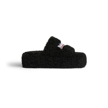 BALENCIAGA Women's black platform slippers