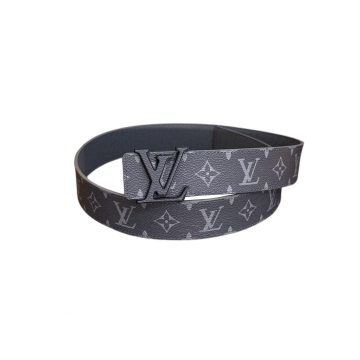 Louis Vuitton Men's LV Buckle Belt In Grey Monogram Canvas With Black/Silver Hardware 40mm