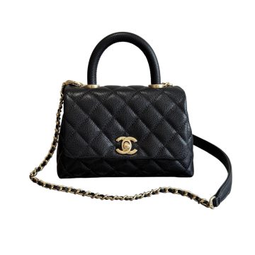 Chanel Coco Handle Black 19cm / 24cm Quilted Caviar Leather Crossbody Bags Top-Handle Bags