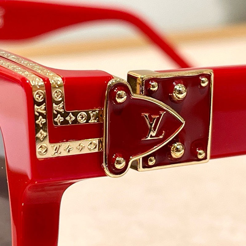 Louis Vuitton square frame glasses red/blue/pink/black/camouflage/tawny/yellow/brat check/black gold/black silver/all black/floral print color Size 58口19-140 - 图片 3
