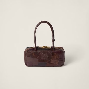 Miu Miu Beau Leather / Suede splicing Deep Brown Top-Handle Bags