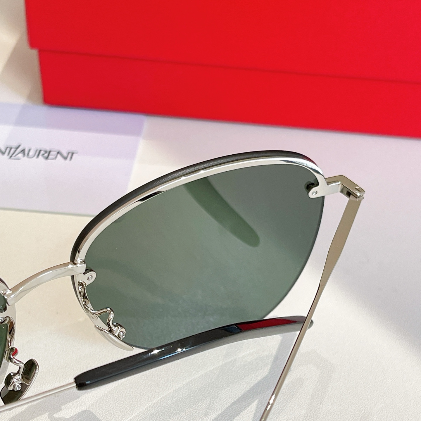 Saint Laurent aviator glasses hunter green/purple/grey color Size 66口14-145 - 图片 3