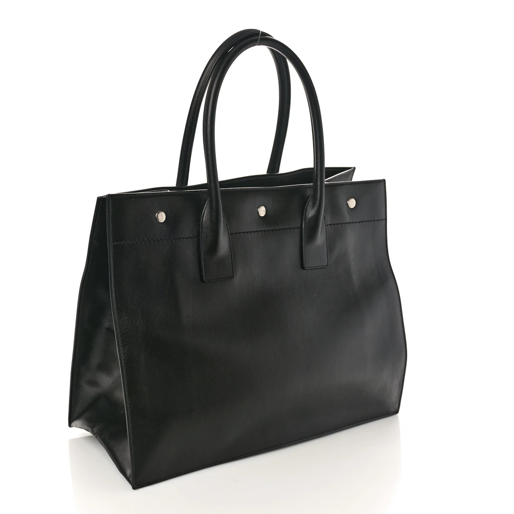 Saint Laurent Small Rive Gauche Tote Black Smooth Calfskin Leather - 图片 3
