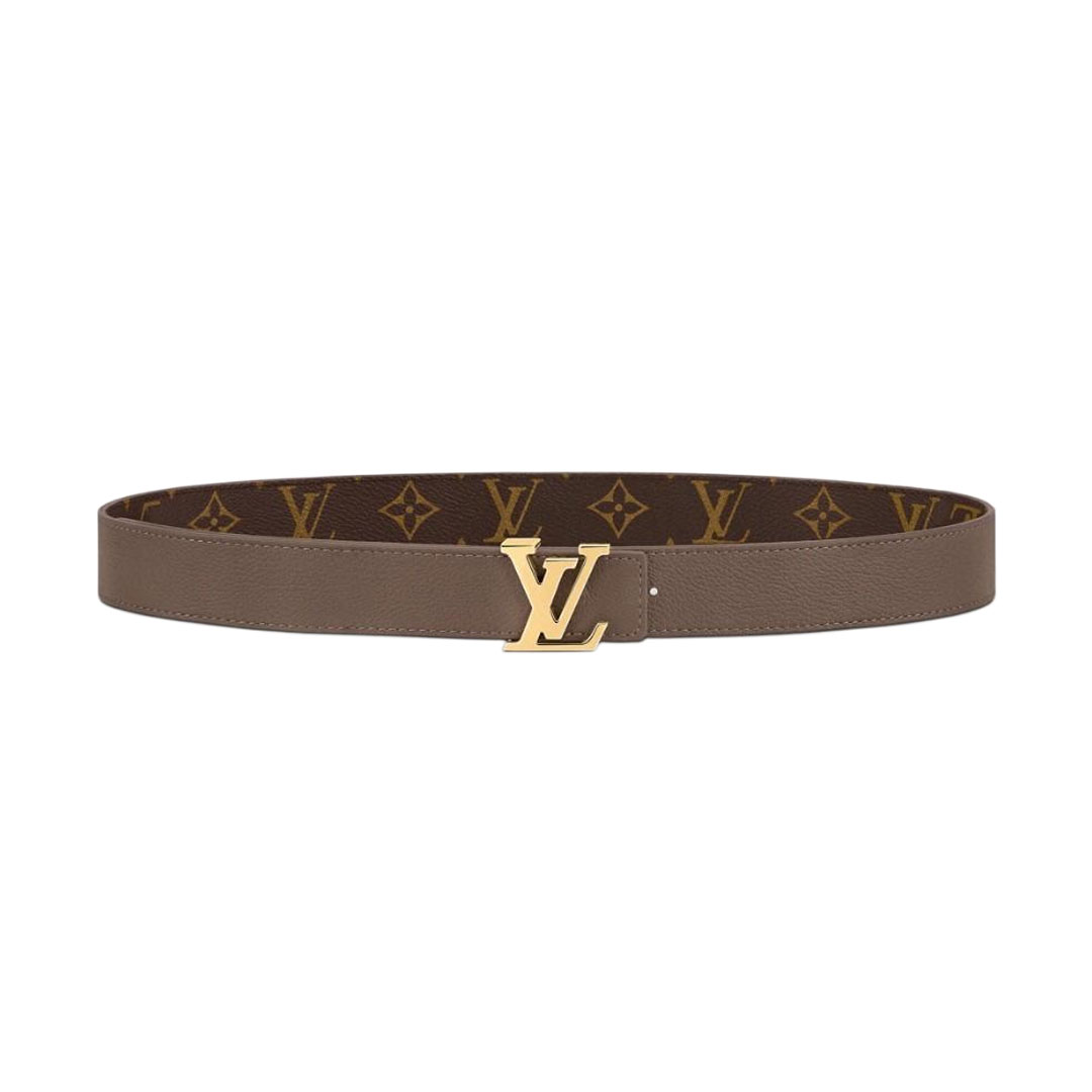 Louis Vuitton Women's Initiales Reversible Belt In Bkue/Black/Grey/Brown/Burgundy/Red/Pink Calfskin And Monogram Canvas With Gold Hardware 30mm - 图片 8