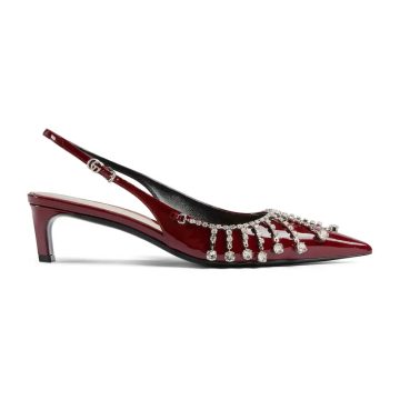 Gucci red pointed heels crystal high heels shoes Rear lace up high heels