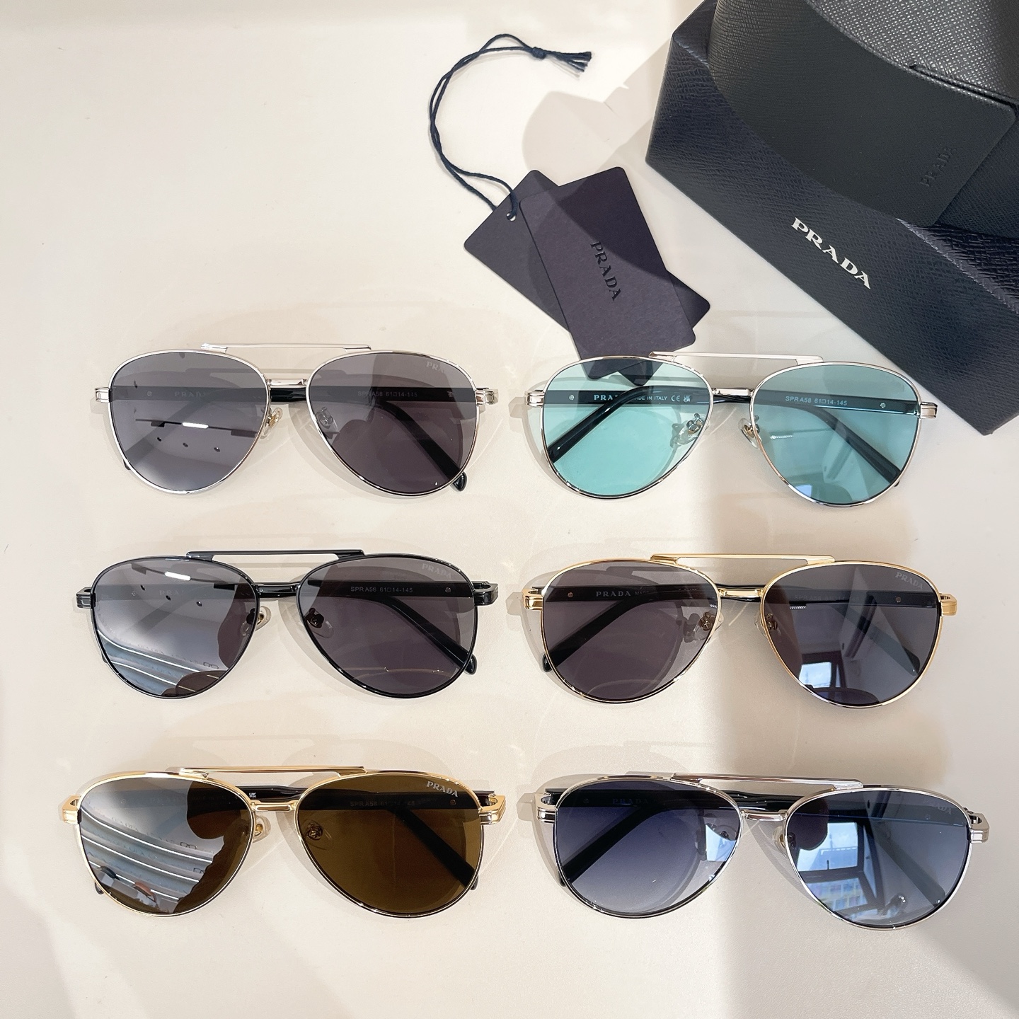 Prada Aviator glasses gold/black/silver/brown/cyan color Size 61口15-145 - 图片 7