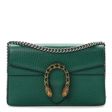 Gucci Mini Super Dionysus Shoulder Bag Emerald Dollar Calfskin Leather & Crystal Mixed Metal Hardware