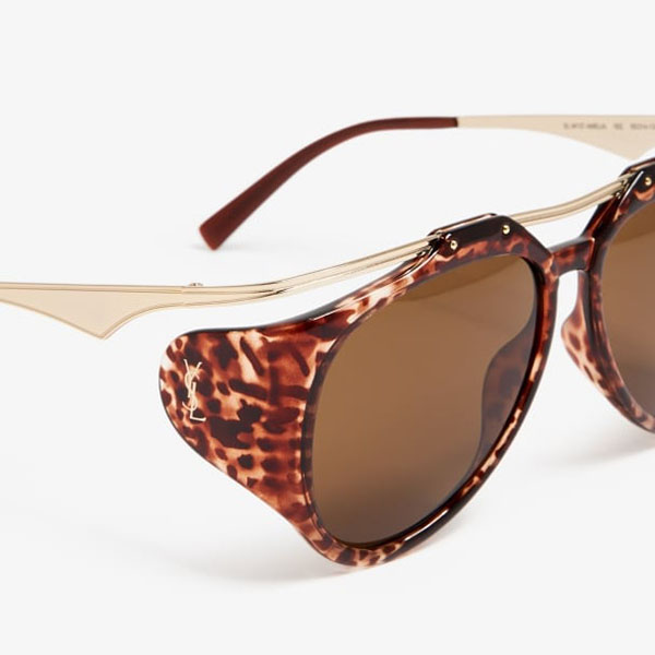Saint Laurent aviator glasses leopard/ivory/black/brown color Size 55口16-135 - 图片 4