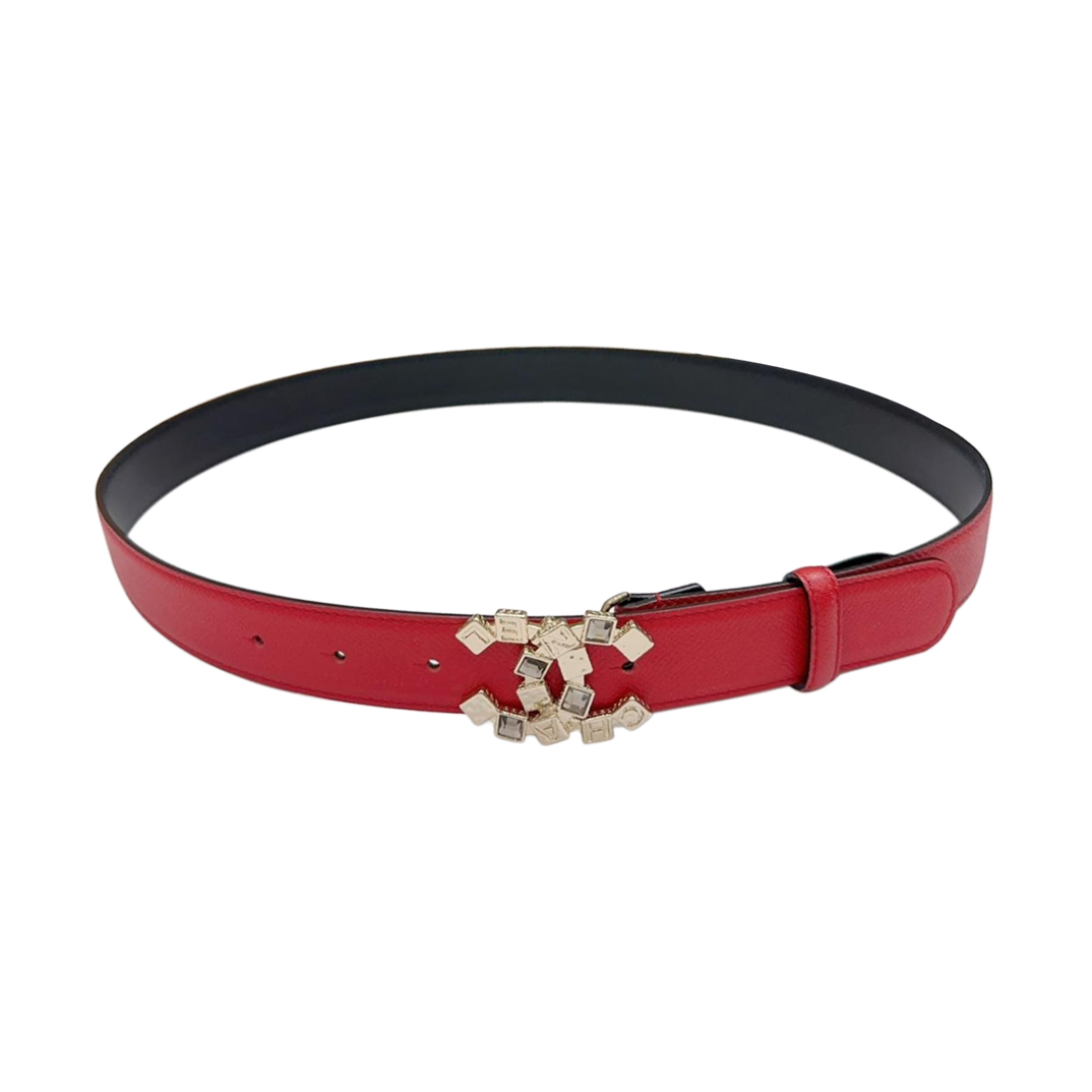 Chanel Women's Decorative CC Buckle Belt In Black/White/Red/Brown Calfskin With Gold Hardware 30mm - 图片 5