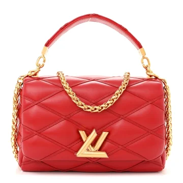 Louis Vuitton Malletage Top Handle GO-14 MM Rouge Lambskin Leather Gold Hardware