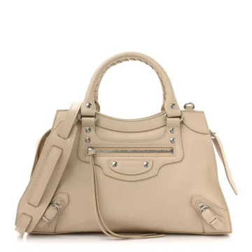 Balenciaga S Neo Classic City Bag Cream Grained Calfskin Leather Silver Hardware