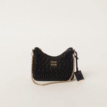 Miu Miu Matelassé Quilted Lambskin Leather Black Crossbody Bags