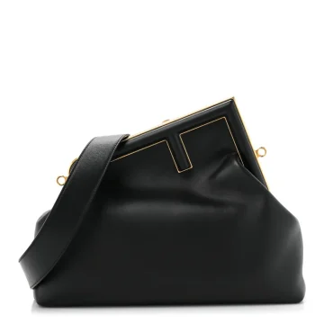 Fendi Medium Fendi First Black Shiny Nappa Leather Gold Hardware