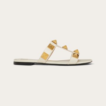 VALENTINO White Cowhide slip-on sandals