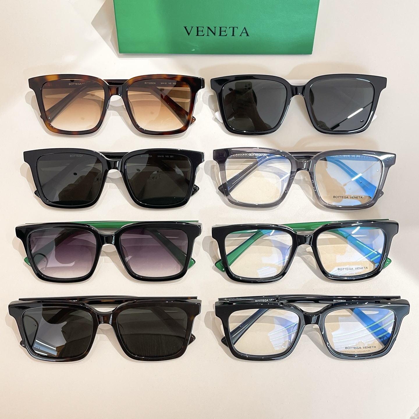 Bottega Veneta Wayfarer glasses brown leopard/black/black leopard/eggplant/grey/transparent black/black green color Size 54口18-145 - 图片 8
