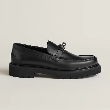 HERMES Icone Black Loafers