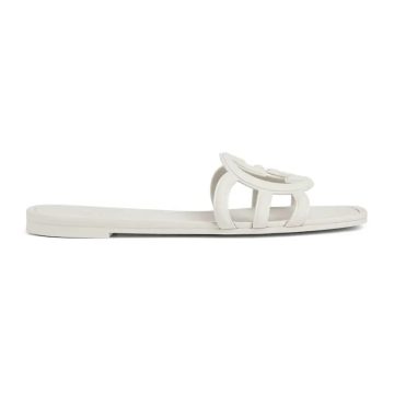 Gucci square head white flat bottom slippers