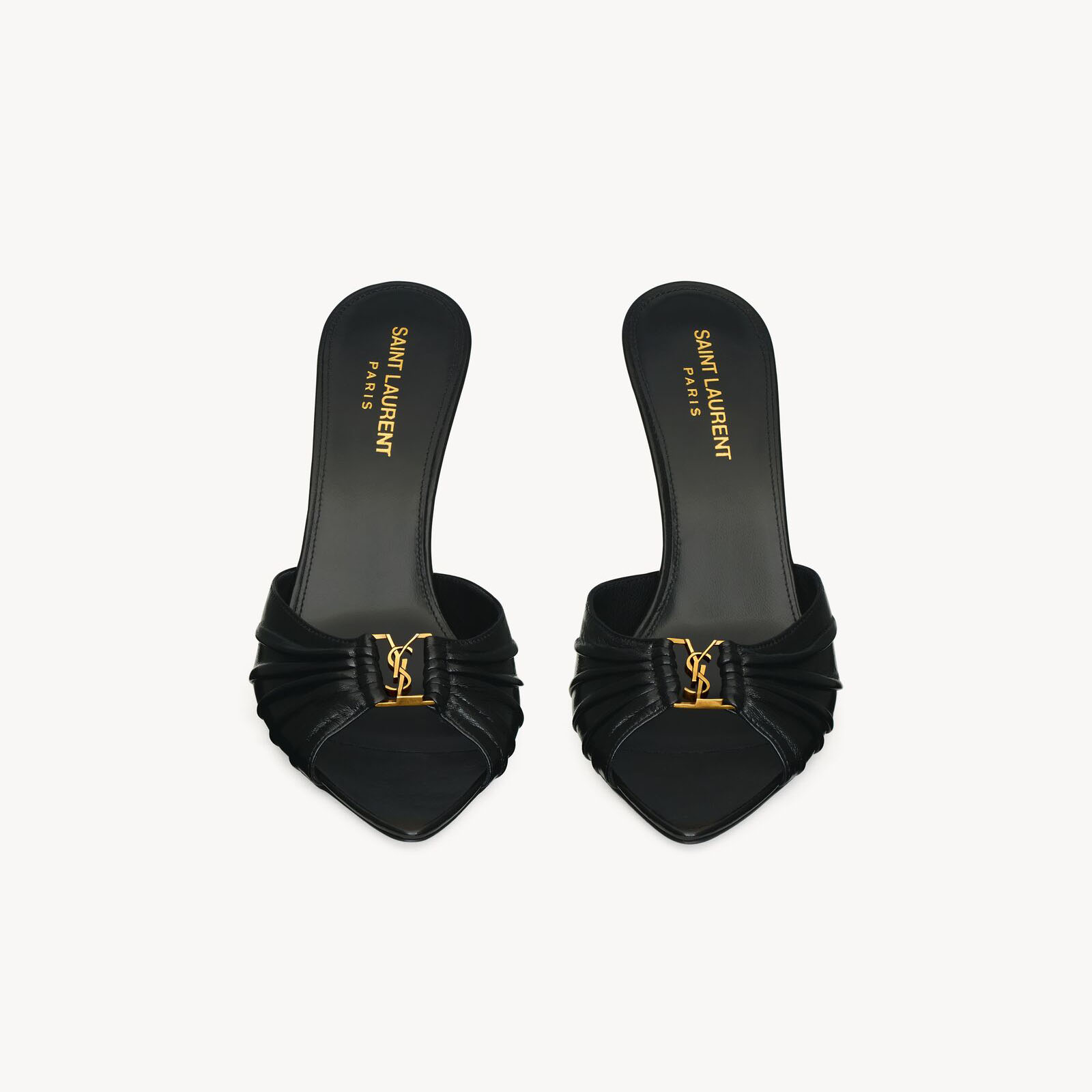 Yves Saint Laurent Black smooth leather pointy sandals high heels slippers - 图片 4