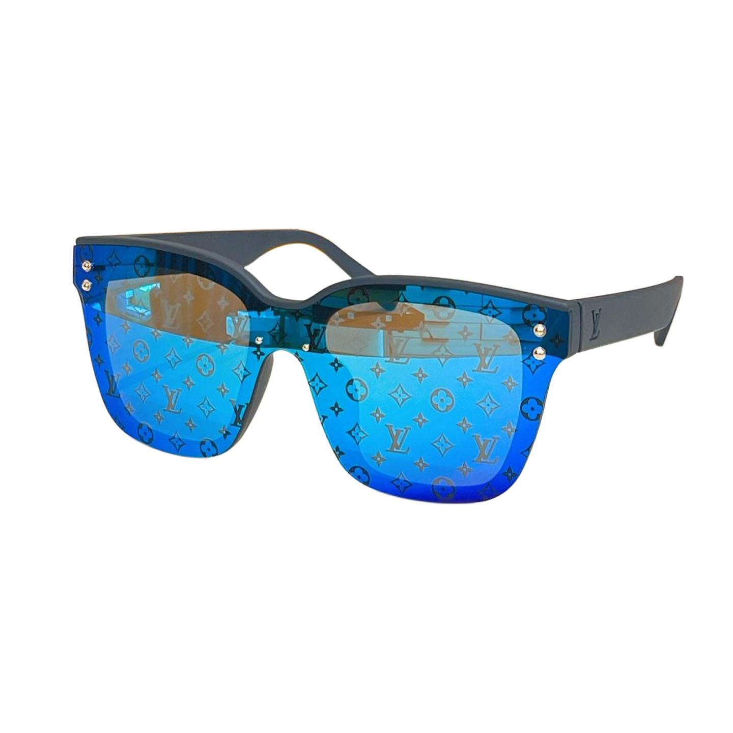 Louis Vuitton square black frame glasses rainbow/blue/tawny/eggplant/black monogram/black color Size 52口22-145 - 图片 2