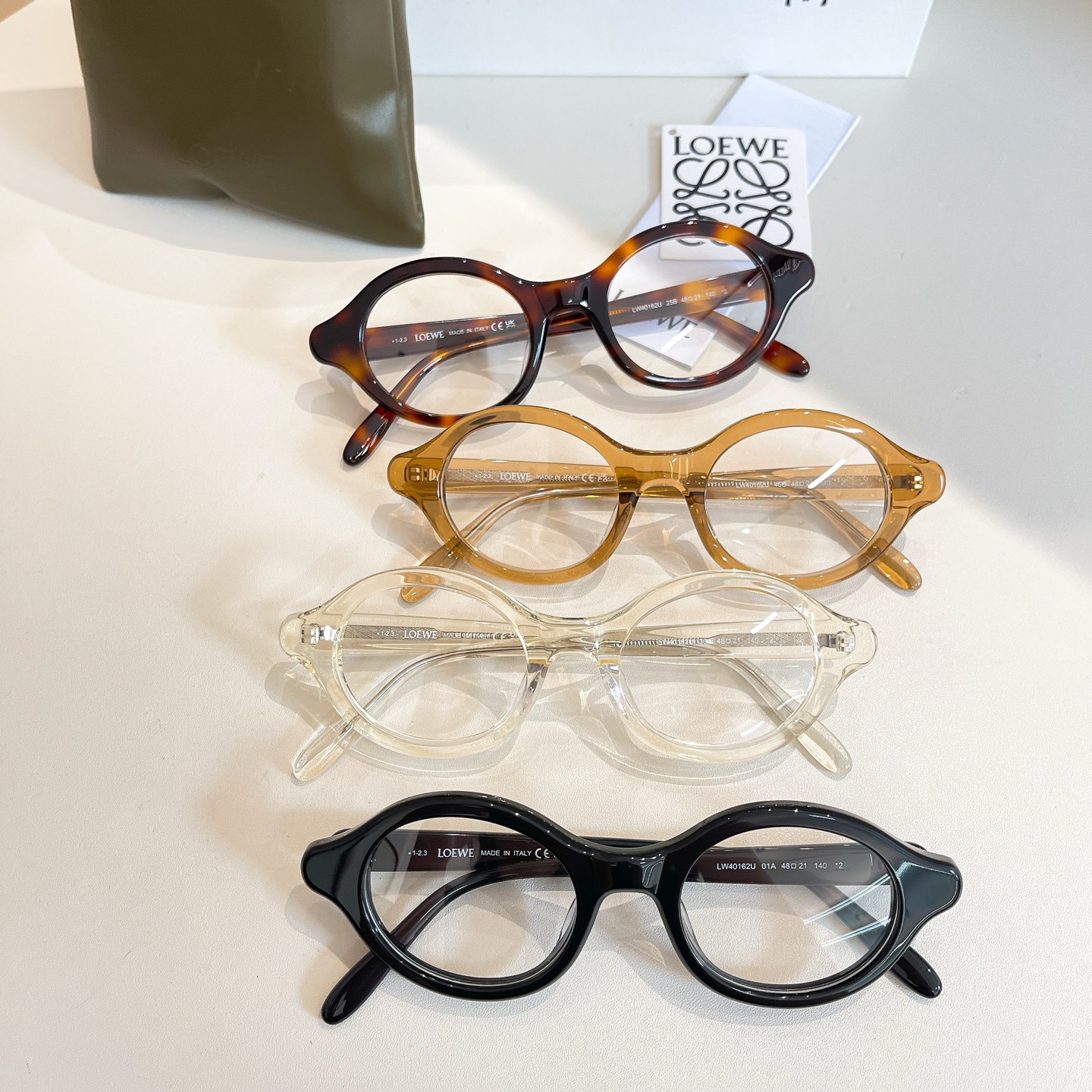 Loewe round frame glasses leopard/tawny/black/transparent color Size 48口21-140 - 图片 7