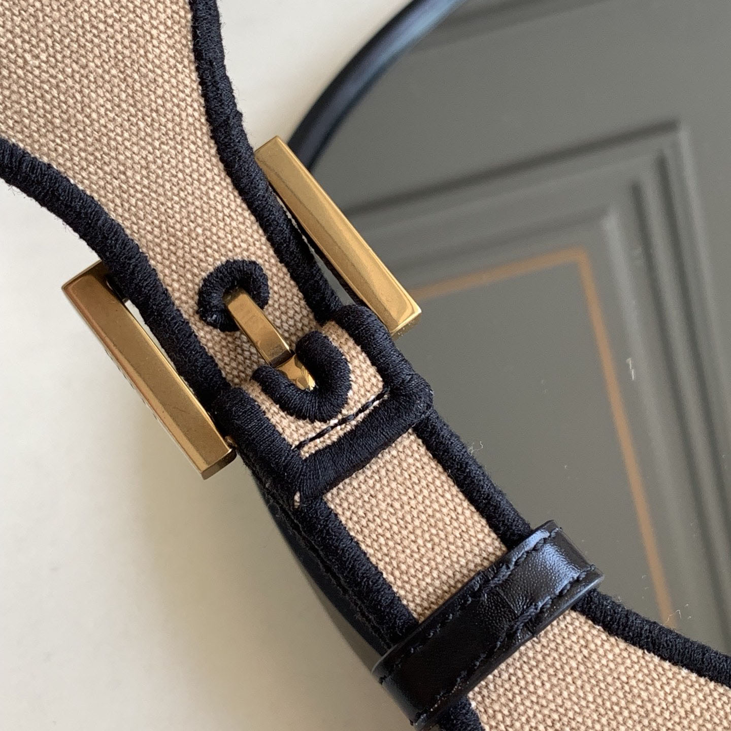 Fendi Women's Belt In Green/Black/Beige/Yellow FF Logo Embroidery Canvas With Gold Hardware 60mm - 图片 6