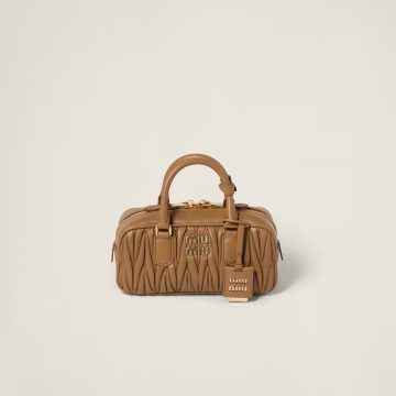 Miu Miu Arcadie matelassé Quilted Lambskin Leather Light Brown Top-Handle Bags