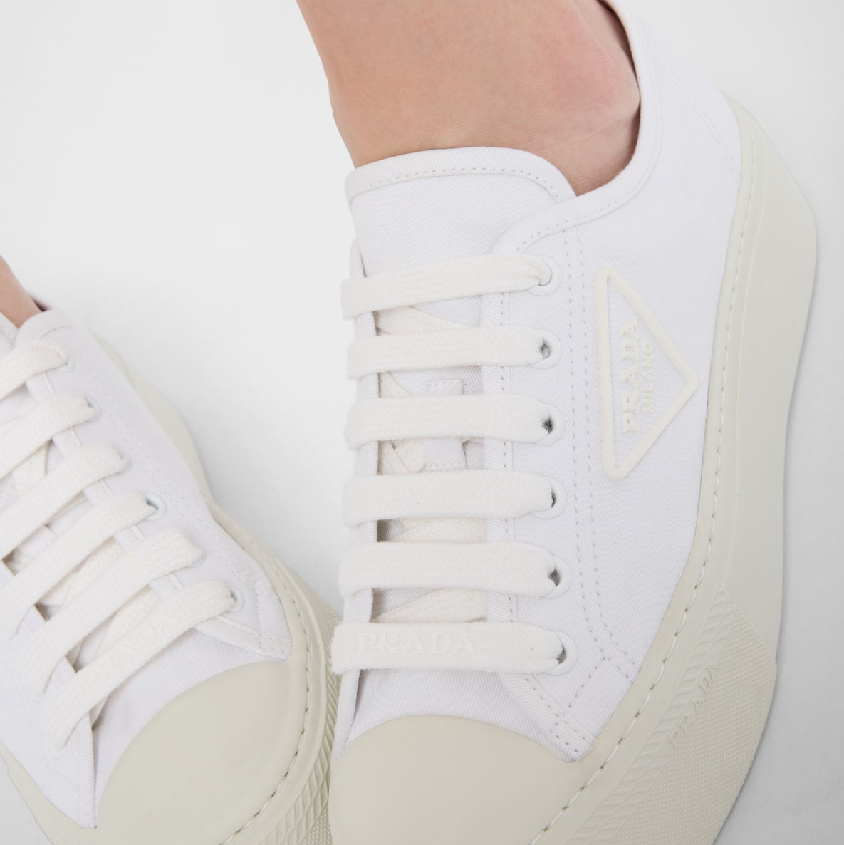 PRADA White lace-up sneakers - 图片 3