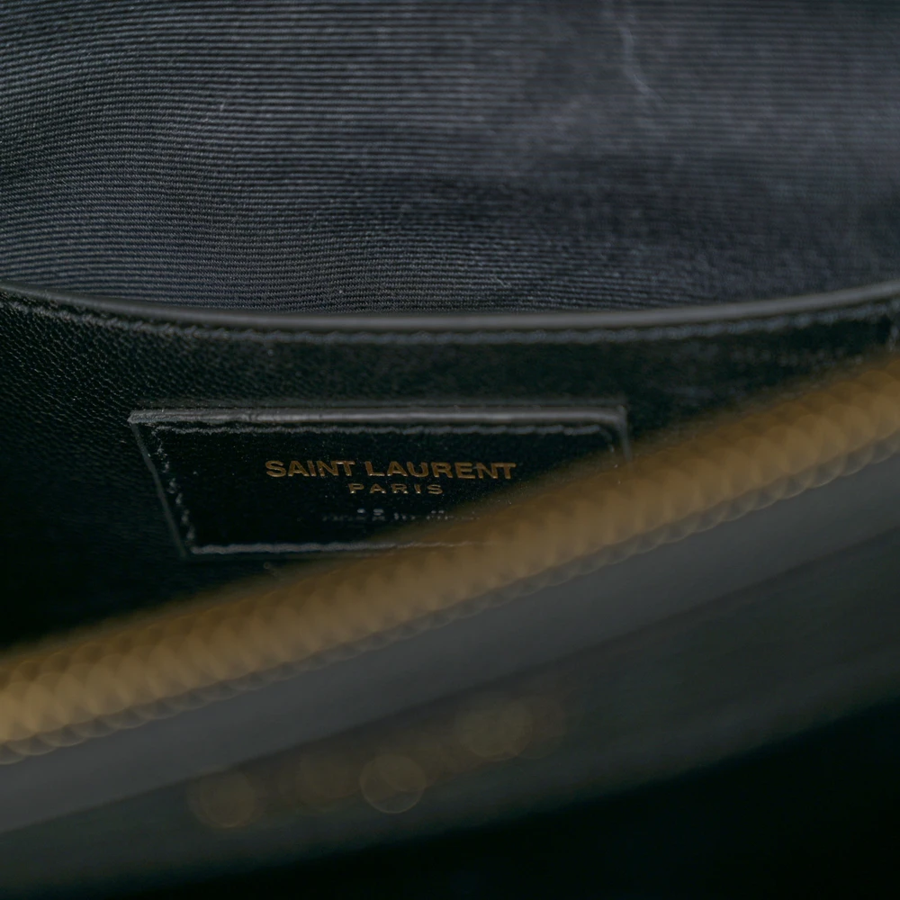 Saint Laurent Large College Satchel Black Chevron Monogram Sheepskin Matelasse Leather Aged Gold Hardware - 图片 2