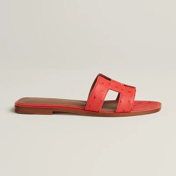 HERMES Oran Ostrich skin Slippers