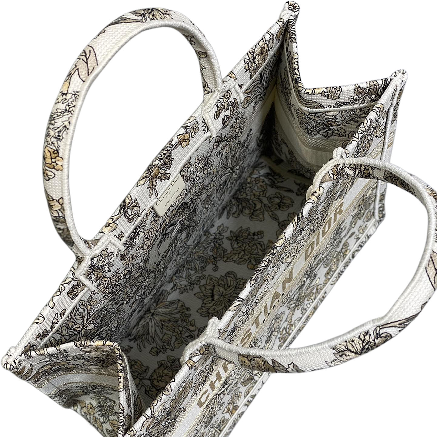 Dior Medium Book Tote White Embroidered with Metallic Thread and Gold Millefiori Unicorn Motif - 图片 5
