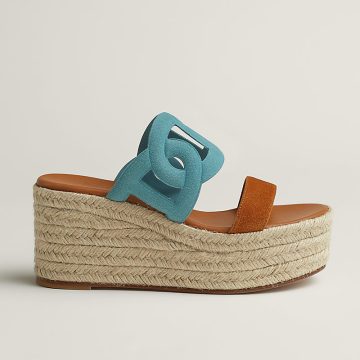 HERMES Ithea Wedges and heels Slippers High-heeled slippers Blue High Heels Sandal
