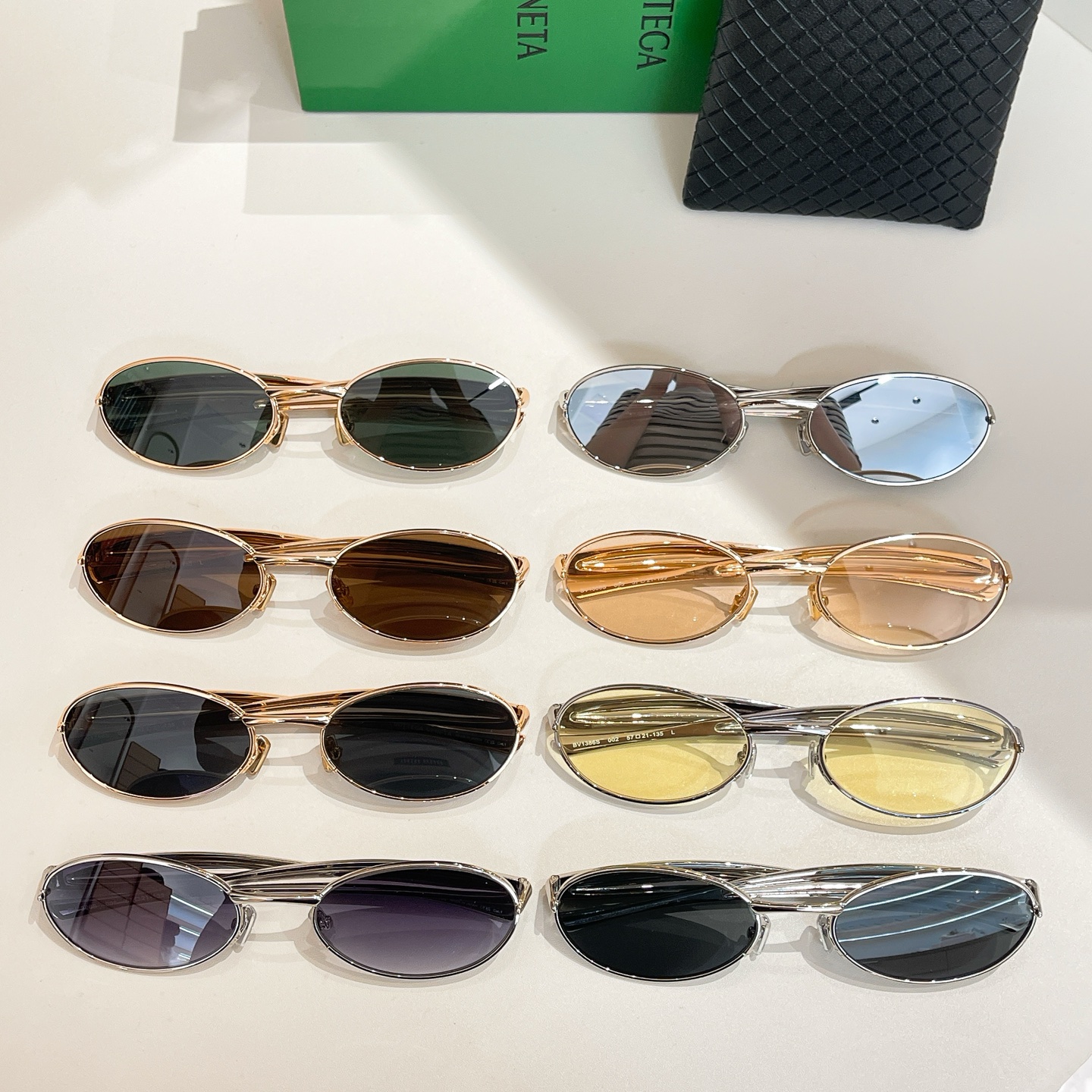 Bottega Veneta Oval glasses green/brown/silver/apricot/black gold/black silver/yellow/eggplant color Size 57口21-135 - 图片 9