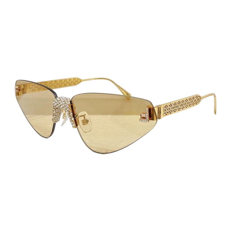 Fendi triangle frame glasses purple/black gold/gold/rose gold/blue gold/eggplant color with diamonds Size 64口10-145 - 图片 6