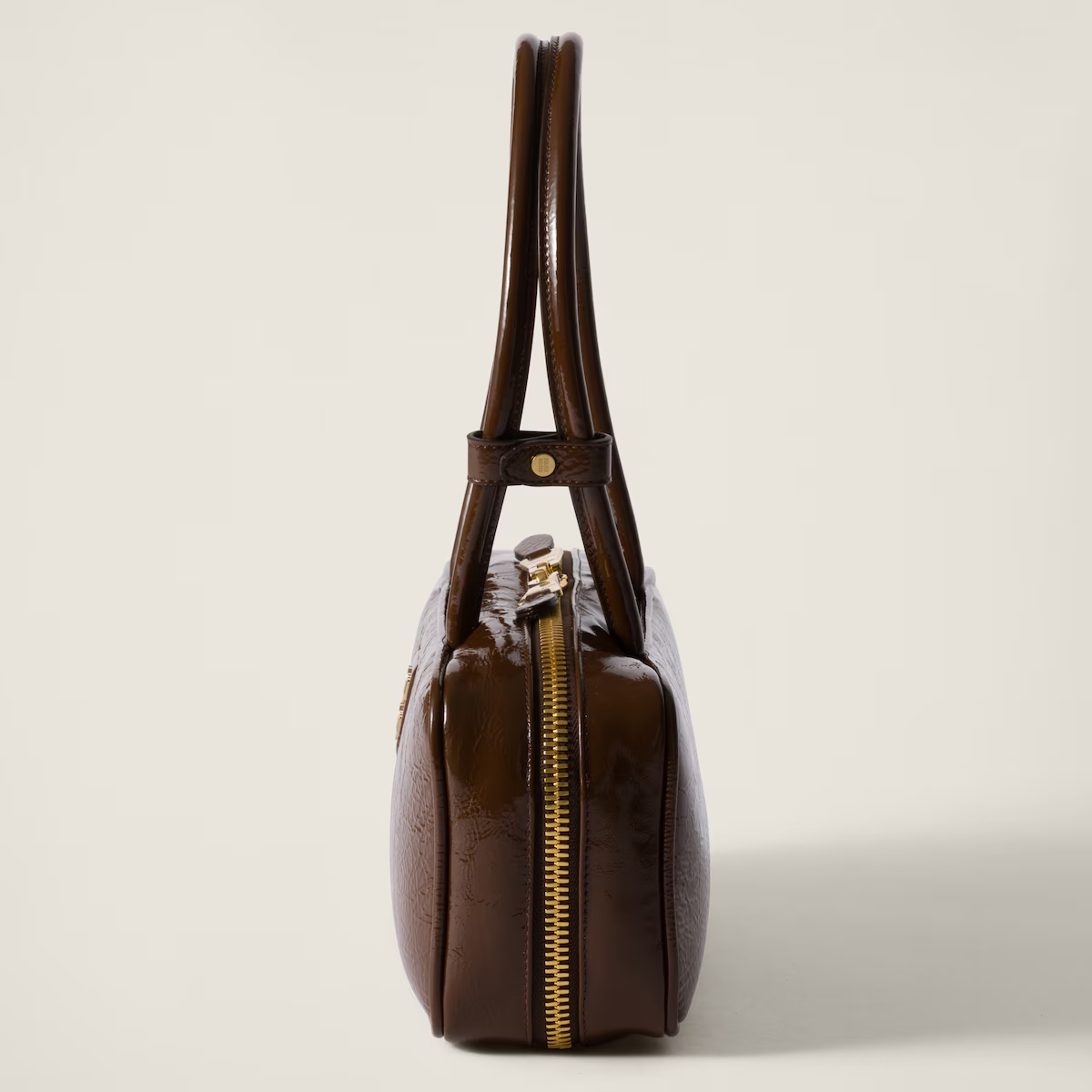 Miu Miu Beau Naplak Patent Leather Brown Top-Handle Bags - 图片 4