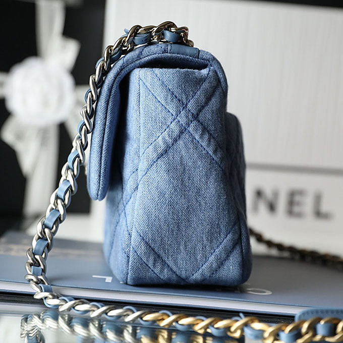Chanel 19 Bag Light Blue Denim / Dark Blue Denim / Wine Red / Deep Red / Pink / Green / Apricot color 26cm Crossbody Bags - 图片 4