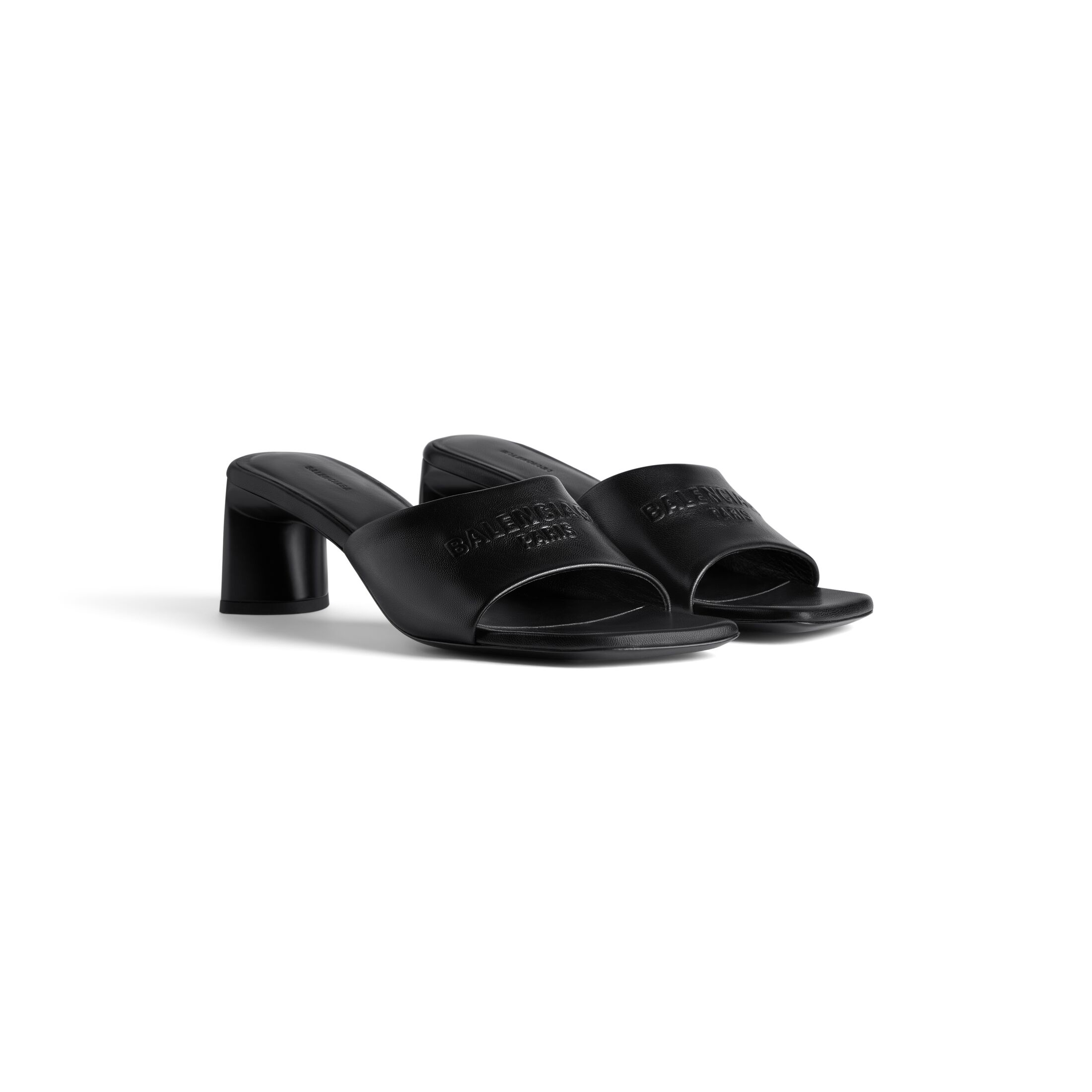 BALENCIAGA Black square toe chunky heel 60 mm sandals High Heels Slippers - 图片 2