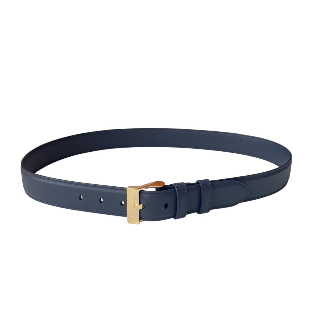 Bottega Veneta Men's Square Buckle Belt In Peru/Blue/Black Smooth Calfskin With Silver/Gold Hardware 35mm - 图片 7
