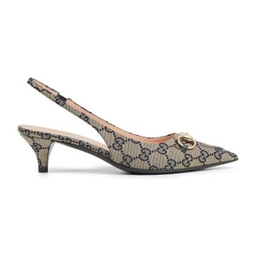 Gucci canvas pointed heels high heels shoes Rear lace up high heels