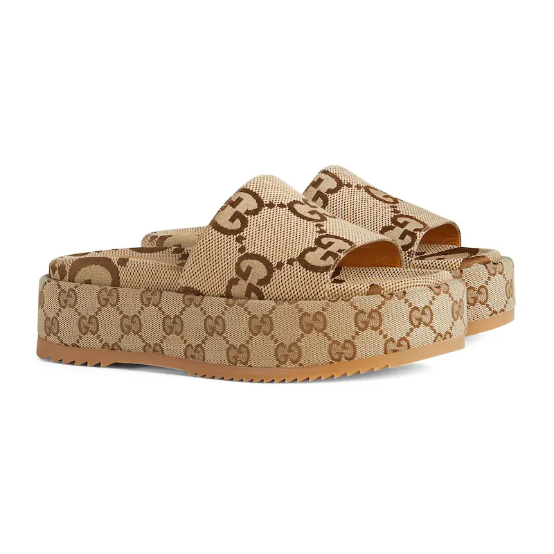 Gucci Wooden color Round Head Platform Slippers - 图片 2