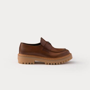 PRADA Cognac leather loafers