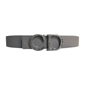 Dior Men' s 30 Montaigne Belt In Grey/BlackWhite Grained Calfskin With Silver/Gold/Black Hardware 35mm