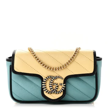 Gucci Mini Diagonal Super Torchon GG Marmont Shoulder Bag Azalea Multicolor Enamel Calfskin Matelassé Leather Gold Hardware