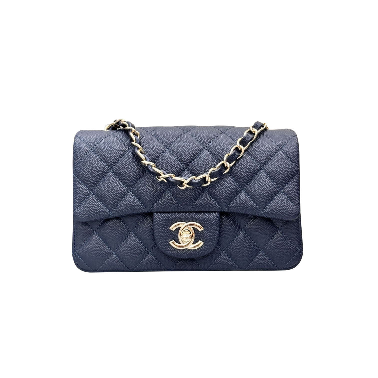 Chanel Double Flap Jumbo Blue Quilted Caviar Leather Gold Hardware - 图片 10