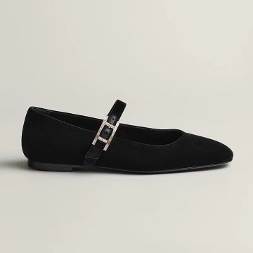 HERMES Jane Black Ballet  Shoes