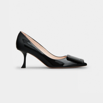 Roger Vivier Viv' In The City Pumps High Heels In Black Patent Leather With Lacquered Metal Buckle (Heel Height 6.5cm)