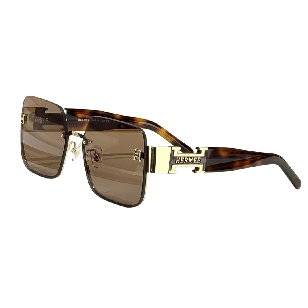 Hermès square frame glasses burgundy/green/teal/black gold/black/leopard brown/purple gold/rosy brown/leopard color Size 53口20-142 - 图片 9