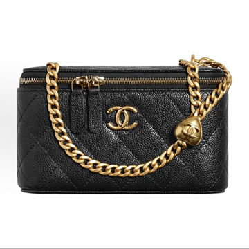 Chanel Small Black Quilted Caviar Leather Gold Hardware