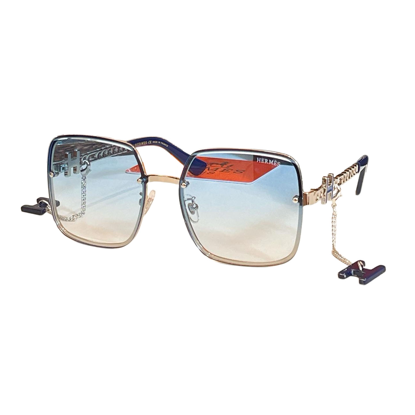 Hermès square frame glasses orange/green/white/black gold/black silver/blue/brown color Size 60口17-140 - 图片 6